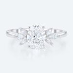 Oval Diamond Rings Simple Cluster 1ct Lab Diamond Bridal Ring