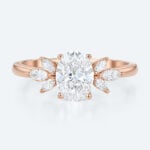 Oval Diamond Rings Simple Cluster 1ct Lab Diamond Bridal Ring