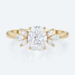 Oval Diamond Rings Simple Cluster 1ct Lab Diamond Bridal Ring