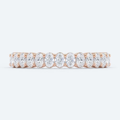 Oval Cut Lab Grown Diamond Wedding Bands Half Eternity Stacked Wedding Rings