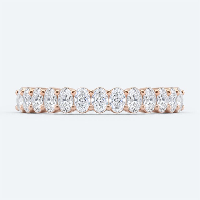 Oval Cut Lab Grown Diamond Wedding Bands Half Eternity Stacked Wedding Rings
