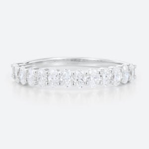 0.7ct Lab Diamond Half Eternity Rings Oval Stacked Wedding Ring in White Gold