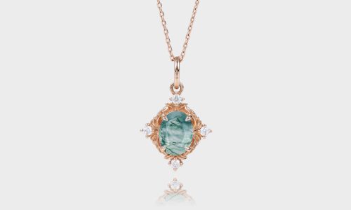 Oval Cut Moss Agate Necklace Filigree Pendant Necklace (1)
