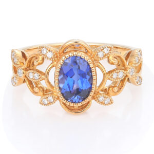 Sapphire And Diamond Ring Oval Ring Vintage Style Wedding Rings