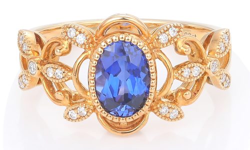 Sapphire And Diamond Ring Oval Ring Vintage Style Wedding Rings