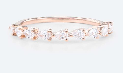 Pear Shaped Lab Diamond Band Half Eternity Wedding Band Stacking Bridal Wedding Rings (1)