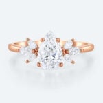 Pear Shaped Lab Grown Diamond Simple Cluster 4-Prong Engagement Ring (1)