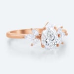 Pear Shaped Lab Grown Diamond Simple Cluster 4-Prong Engagement Ring (2)