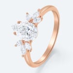 Pear Shaped Lab Grown Diamond Simple Cluster 4-Prong Engagement Ring (4)