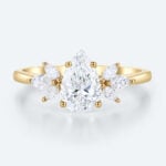 Pear Shaped Lab Grown Diamond Simple Cluster 4-Prong Engagement Ring