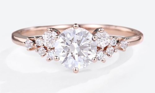 Round Cut Lab Diamond Engagement Rings Women's Unique Cluster Engagement Rings (1)