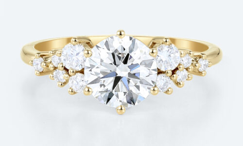 Lab Grown Diamond Ring Round Cut Unique Cluster Engagement Rings