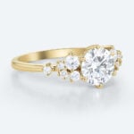 Round Cut Lab Grown Diamond Cluster 6-Prong Engagement Ring (2)