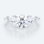 Lab Grown Diamond Ring Round Cut Unique Cluster Engagement Rings