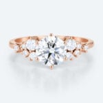 Lab Grown Diamond Ring Round Cut Unique Cluster Engagement Rings