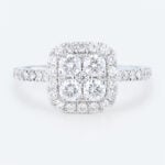 Cushion Cut Lab Grown Diamond Rings 1ct Halo Pave Bridal Ring in White Gold
