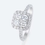 Round Cut Lab Grown Diamond Pave Engagement Ring with Cushion Halo Frame (3)