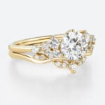 Round Cut Lab Grown Diamond Vintage 6-Prong Engagement Ring Set (4)