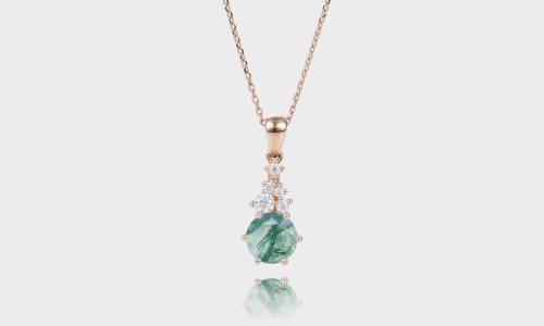 Round Cut Moss Agate Necklace Cluster Pendant Necklace (1)