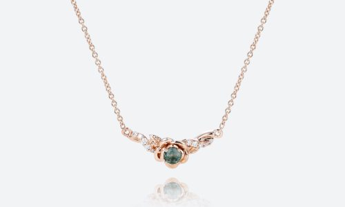 Round Cut Moss Agate Necklace Rose Blossom Nature-inspired Pendant Necklace (1)