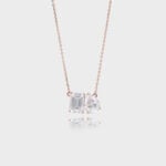 Toi Et Moi Emerald & Pear Cut Lab Diamond Necklace Two Stone Pendant Necklace