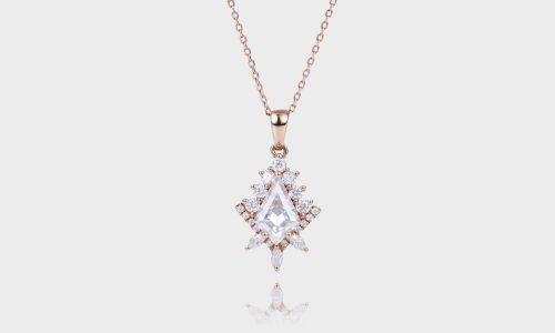 Vintage Kite Cut Lab Diamond Necklace Unique Pendant Necklace (3)