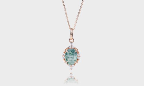 Vintage Oval Cut Moss Agate Necklace (2)