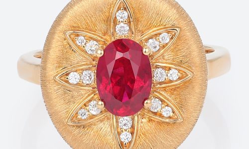 Vintage Oval Cut Natural Ruby Ring Floral Halo Unique Engagement Rings (4)