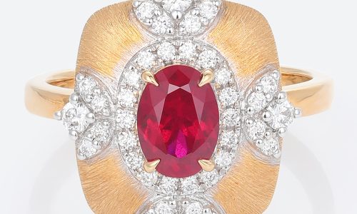 Gold Ruby Ring Oval Engagement Ring Vintage Halo Gold Rings