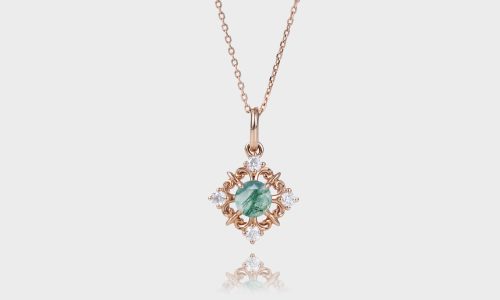 Vintage Round Cut Moss Agate Necklace Filigree Pendant Necklace (2)