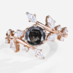 Art Deco Wedding Rings Round Salt And Pepper Diamond Rings