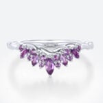 White Gold Marquise Cut Amethyst Wedding Ring​ Twisted Curved Wedding Band