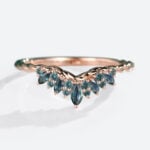 Green Blue Sapphire Rose Gold Ring Twisted Wedding Rings