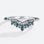 Green Blue Sapphire White Gold Ring Twisted Wedding Rings