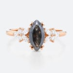 Engagement 1ct Salt And Pepper Diamond Ring Diamond Cluster Ring in Rose Gold