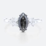 Engagement 1ct Salt And Pepper Diamond Ring Diamond Cluster Ring in White Gold