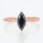 Marquise Cut Salt & Pepper Diamond Engagement Ring Three Stone Bridal Ring (1)