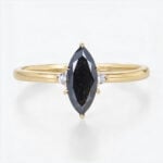 Marquise Cut Salt & Pepper Diamond Engagement Ring Three Stone Bridal Ring (2)