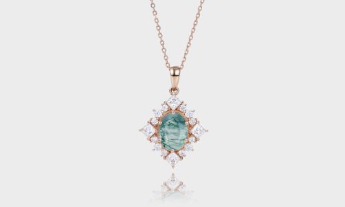 Moss Agate Necklace Gold Women's Pendant Necklaces