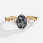 yellow gold 1.5ct Oval Salt & Pepper Diamond Engagement Ring