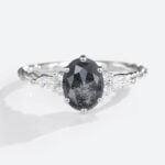 white gold 1.5ct Oval Salt & Pepper Diamond Engagement Ring