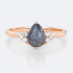 Salt And Pepper Diamonds Pear Cut Promise Engagement Ring