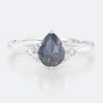 Salt And Pepper Diamonds Pear Cut Promise Engagement Ring