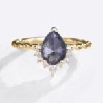 Twisted Engagement Ring Pear Salt And Pepper Diamond Rings