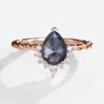 Twisted Engagement Ring Pear Salt And Pepper Diamond Rings