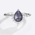 Twisted Engagement Ring Pear Salt And Pepper Diamond Rings