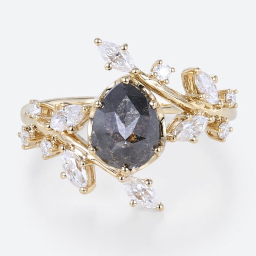 Salt And Pepper Diamond Engagement Ring