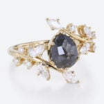 Pear Cut Salt & Pepper Diamond Promise Ring Vintage Inspired Engagement Rings (6)