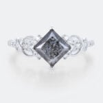 White Gold 1.5ct Princess Cut Salt and Pepper Diamond​ Infinity Promise Ring