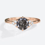 Rose Gold Engagement Rings Salt & Pepper Diamond Round Diamond Cluster Ring